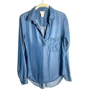 Andrea Jovine Blue Chambray Denim Longsleeve Top Size XS